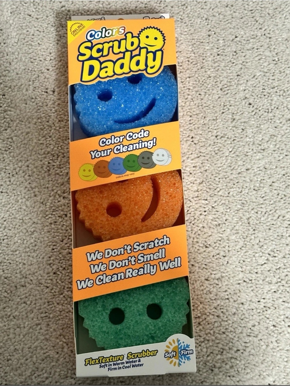 Scrub Daddy Colors FlexTexture Scrubber 3-Pack – Blue Orange Green